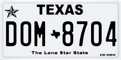 TX license plate DOM8704