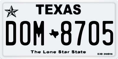 TX license plate DOM8705