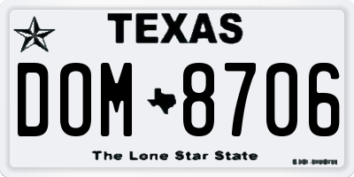 TX license plate DOM8706