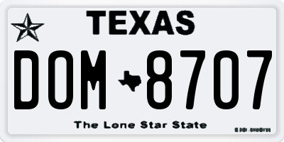 TX license plate DOM8707