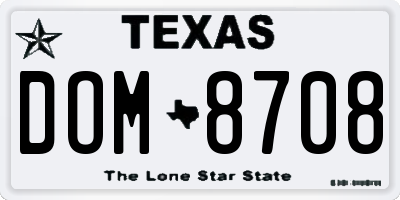 TX license plate DOM8708