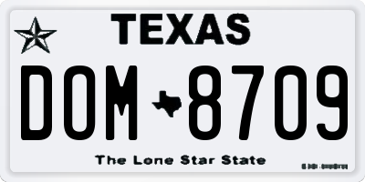 TX license plate DOM8709