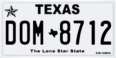TX license plate DOM8712