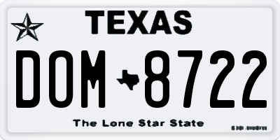 TX license plate DOM8722