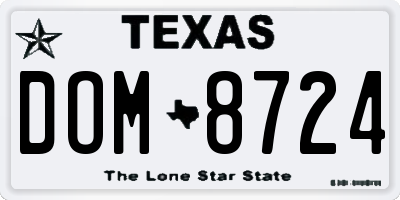 TX license plate DOM8724