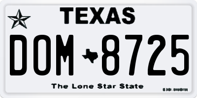 TX license plate DOM8725