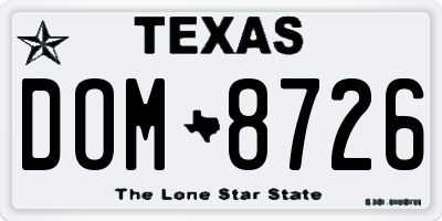 TX license plate DOM8726
