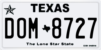 TX license plate DOM8727