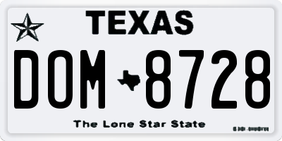 TX license plate DOM8728