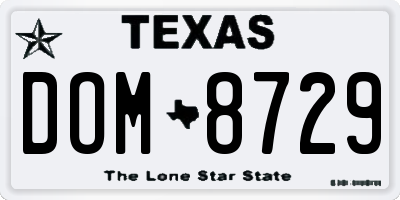 TX license plate DOM8729