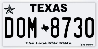 TX license plate DOM8730