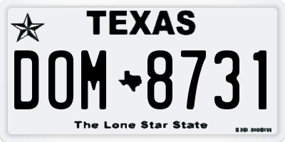 TX license plate DOM8731