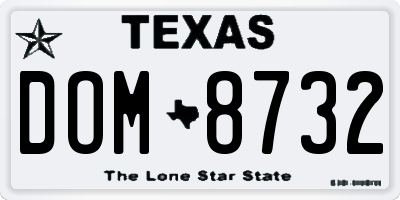 TX license plate DOM8732
