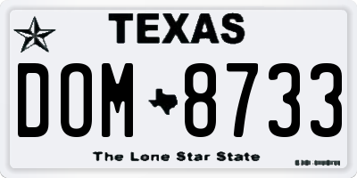 TX license plate DOM8733