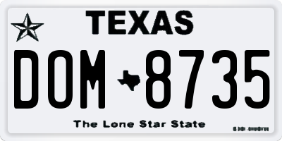 TX license plate DOM8735