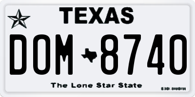 TX license plate DOM8740