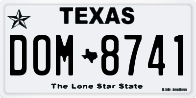 TX license plate DOM8741