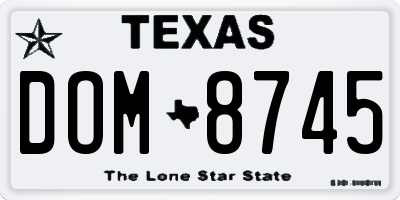 TX license plate DOM8745