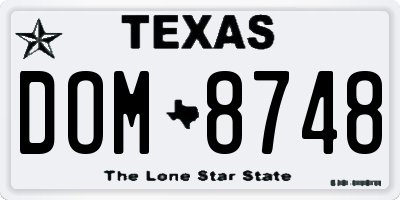 TX license plate DOM8748
