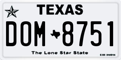 TX license plate DOM8751