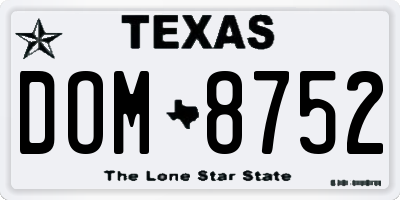 TX license plate DOM8752