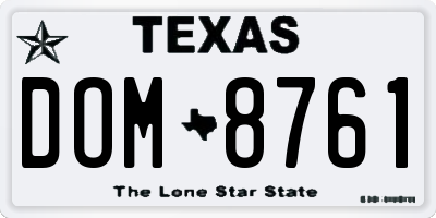 TX license plate DOM8761