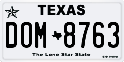 TX license plate DOM8763