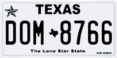 TX license plate DOM8766