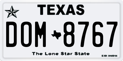 TX license plate DOM8767
