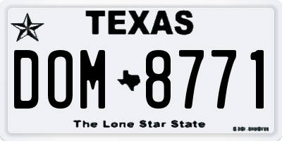 TX license plate DOM8771