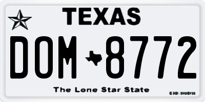 TX license plate DOM8772