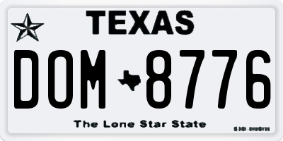 TX license plate DOM8776