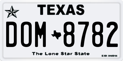 TX license plate DOM8782