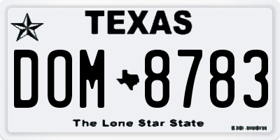 TX license plate DOM8783