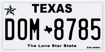 TX license plate DOM8785
