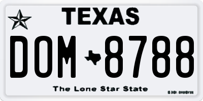 TX license plate DOM8788