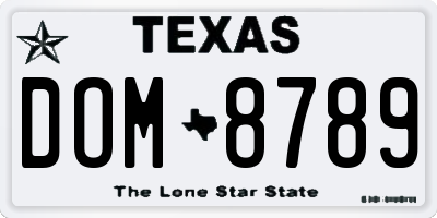 TX license plate DOM8789