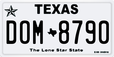TX license plate DOM8790