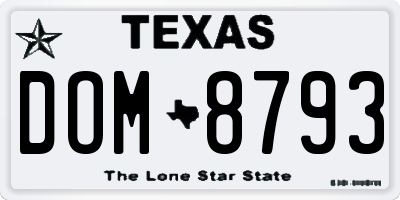 TX license plate DOM8793