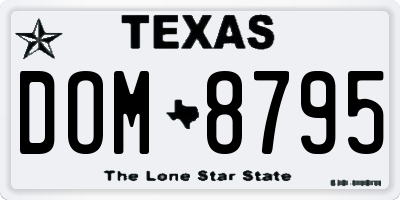 TX license plate DOM8795