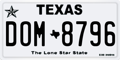 TX license plate DOM8796