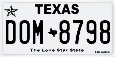 TX license plate DOM8798