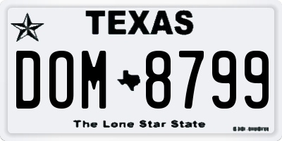 TX license plate DOM8799