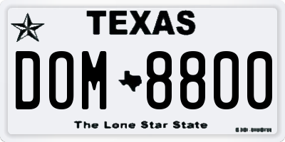TX license plate DOM8800