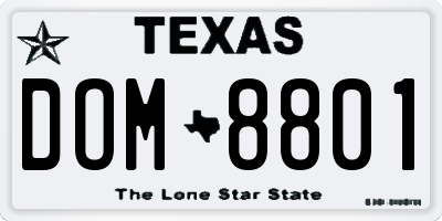 TX license plate DOM8801