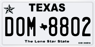 TX license plate DOM8802