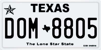 TX license plate DOM8805