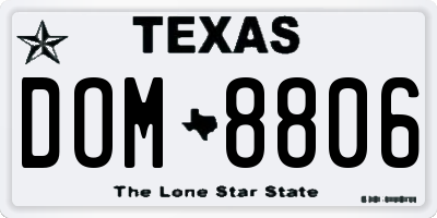TX license plate DOM8806