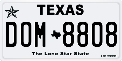 TX license plate DOM8808