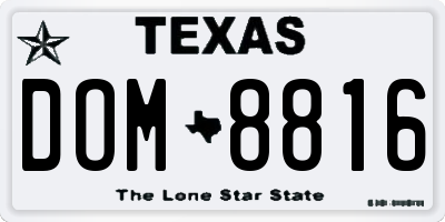 TX license plate DOM8816